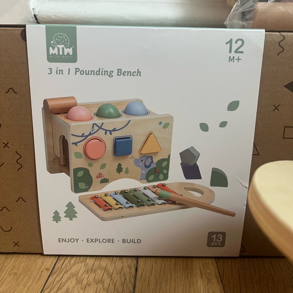 3-in-1 Pounding Bench Toy for Kids - Multicolor
